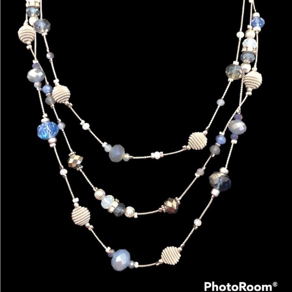 Chico’s Silver and Blue Layered Necklace - Picture 1 of 4